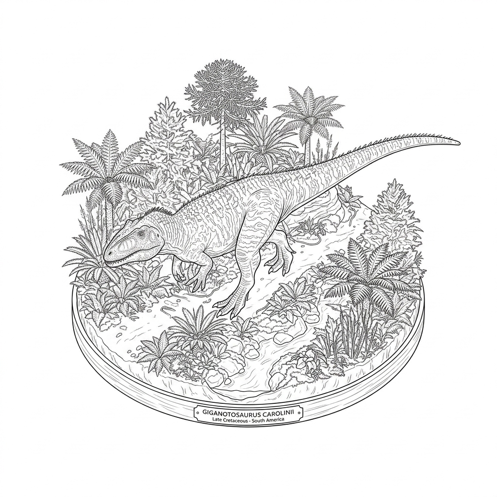 Giganotosaurus coloring-diorama