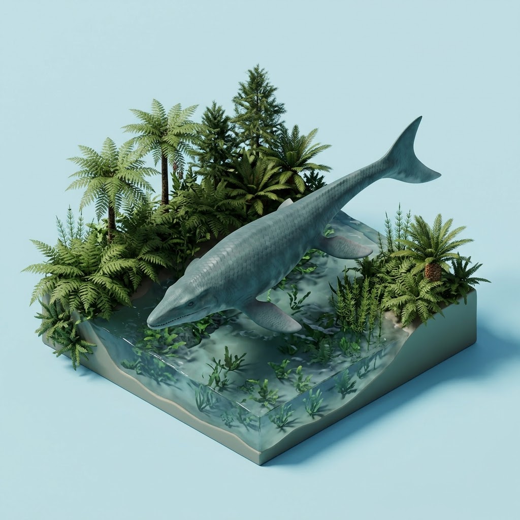 Mosasaurus diorama