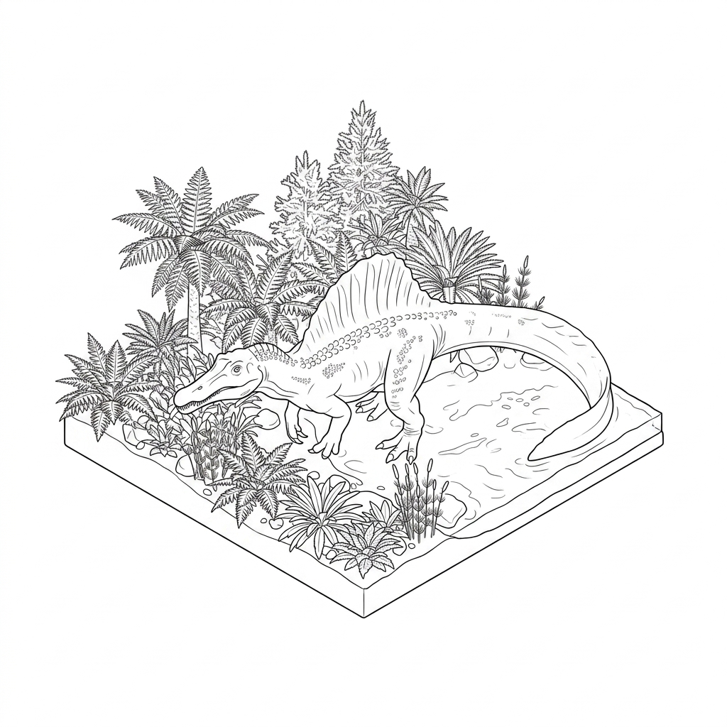 Spinosaurus coloring-diorama