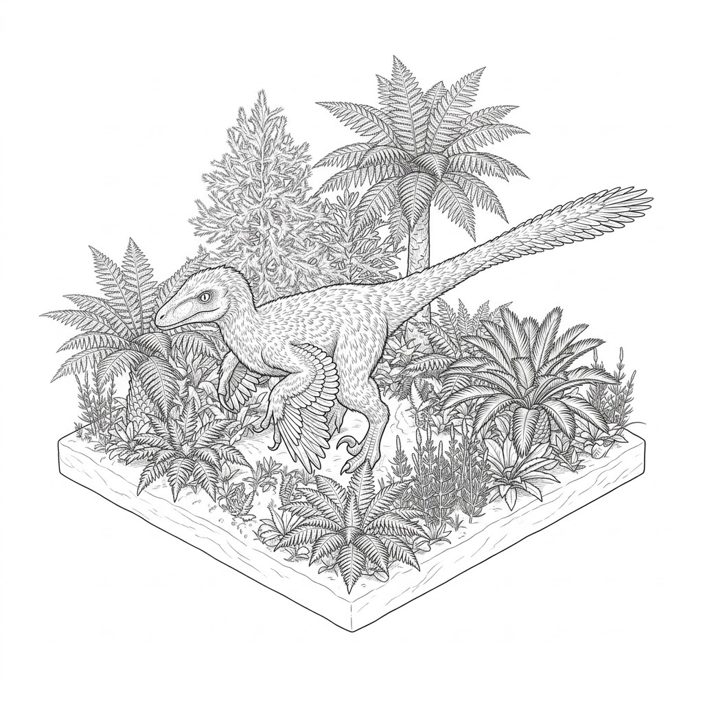 Velociraptor coloring-diorama
